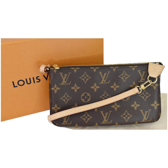 Authentic Louis Vuitton Monogram Accessories Brown Pouch Bag #19447