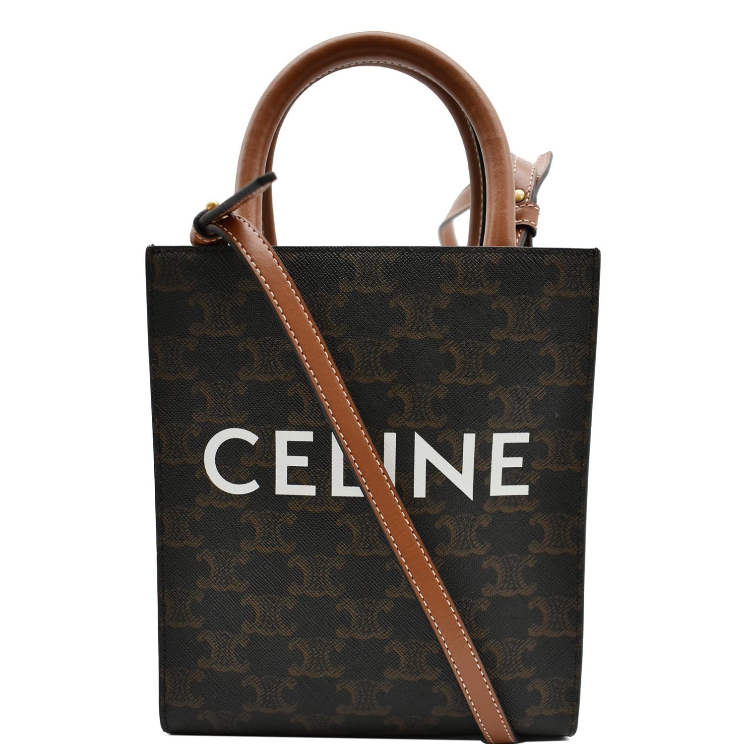 Mini Vertical Cabas in Triomphe Canvas and Calfskin - CELINE