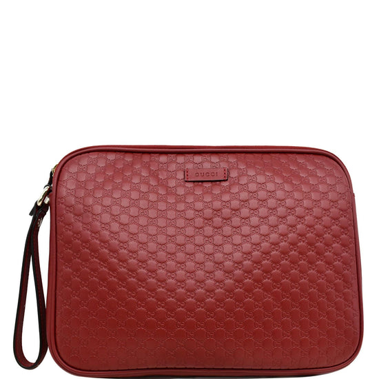 Gucci Microguccissima Leather Clutch Bag Red DDH