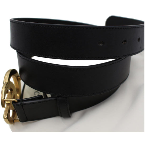 Jet Black Leather Gucci Belts For Man