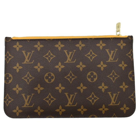 LOUIS VUITTON Neverfull MM Monogram Canvas Pochette Wristlet Pouch Bro