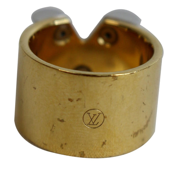 LOUIS VUITTON Brass Essential V Ring M Gold Silver 476109