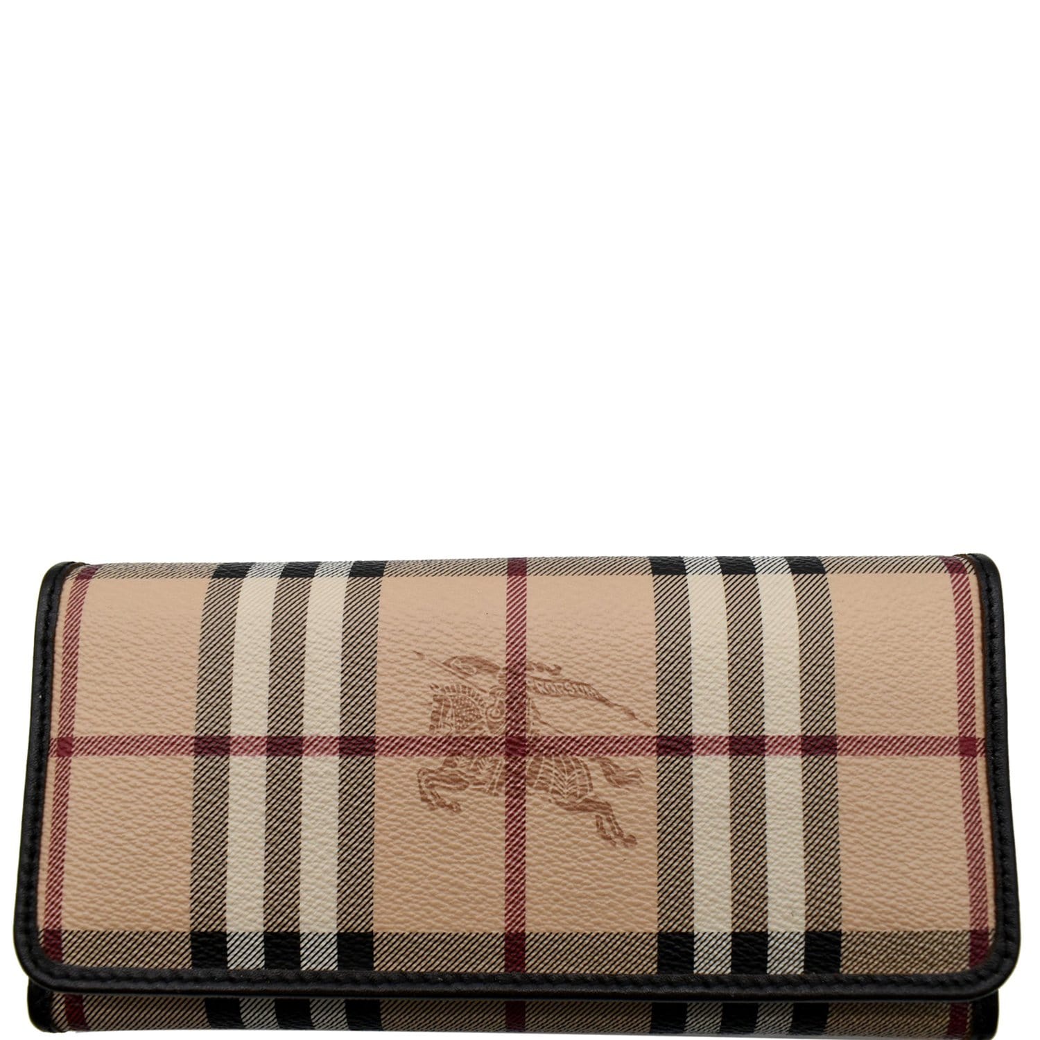 BURBERRY Continental Haymarket Check Leather Wallet Dark Brown