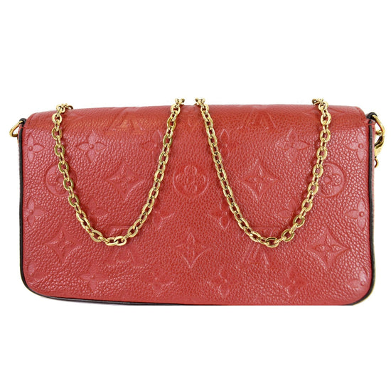 LOUIS VUITTON Pochette Felicie Monogram Empreinte Chain Wallet Red - DD6308  - Sold 