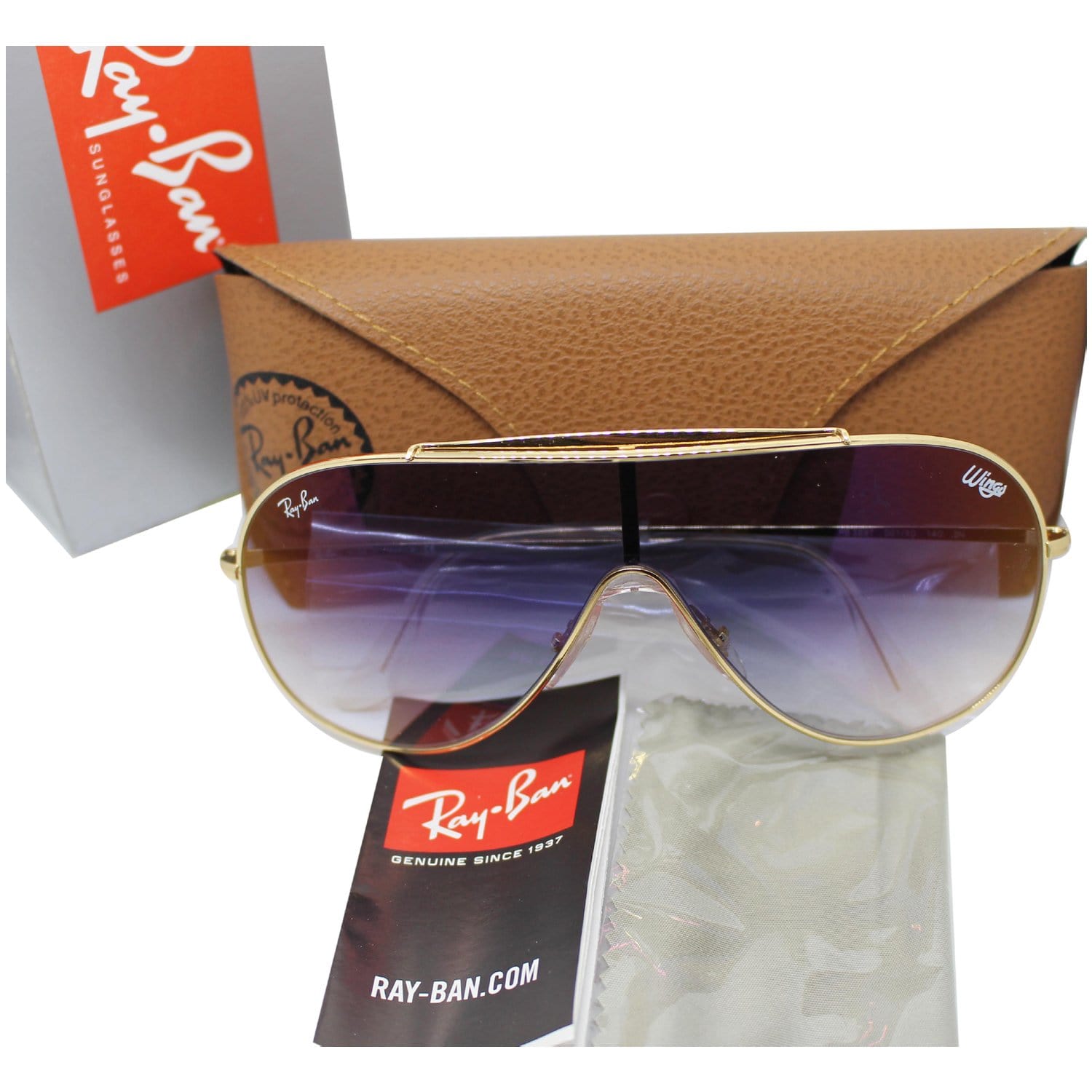 Ray-Ban RB3597 001/X0 Wings Men Sunglasses Clear Blue Red Mirrored