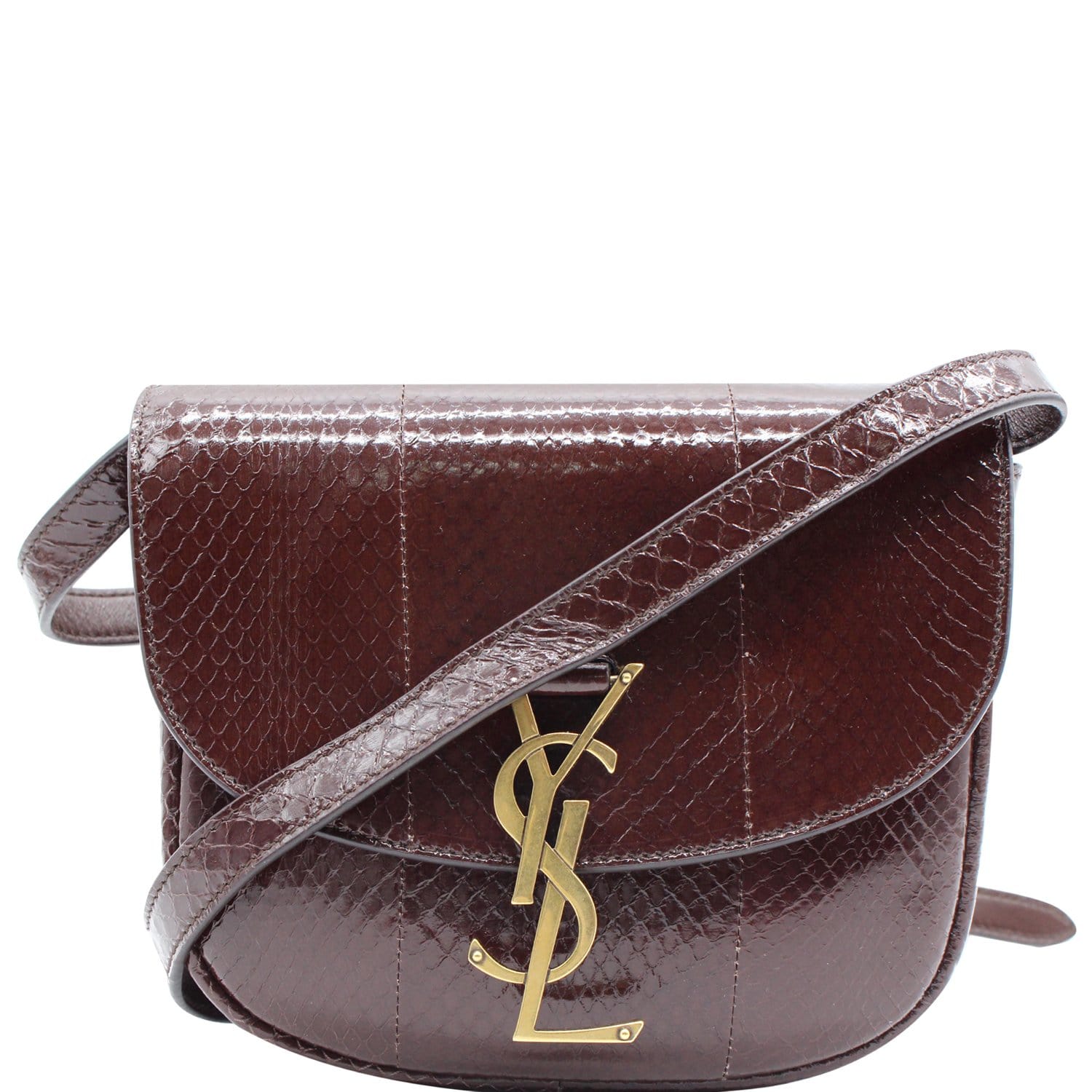 YVES SAINT LAURENT Kaia Small Snakeskin Embossed Leather Crossbody Bag