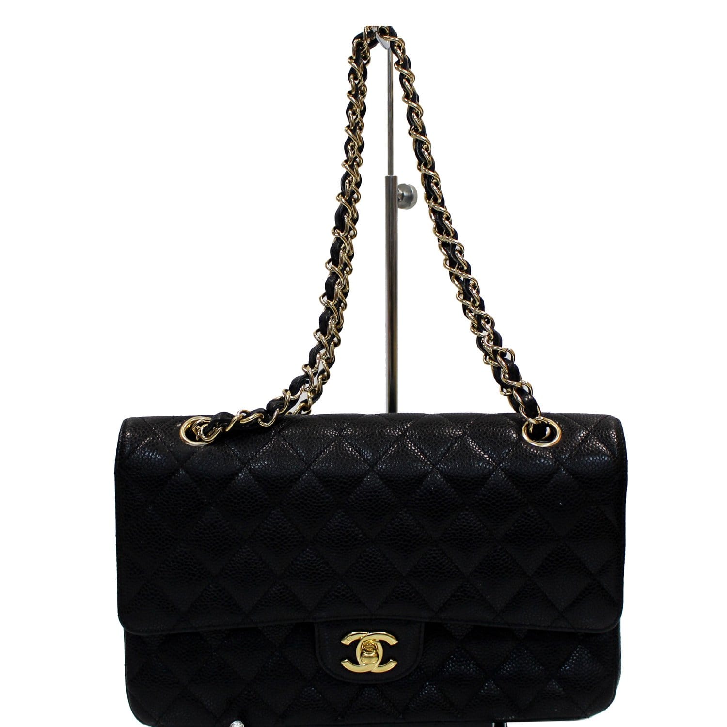 Chanel Black Quilted Caviar Classic Double Flap Medium