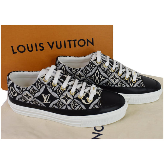 LOUIS VUITTON Off-white Grey Perforated Leather Suede Sneaker 40 10