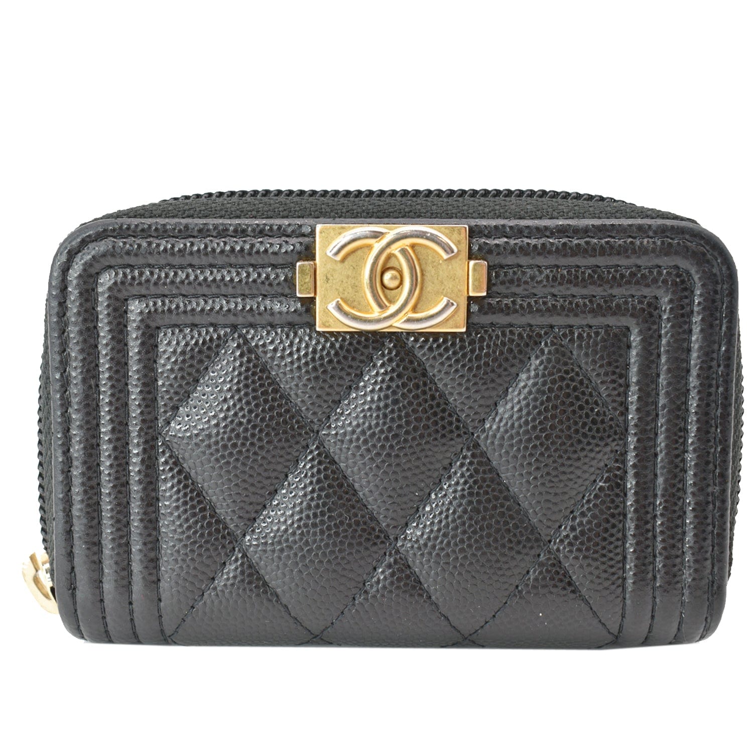 Chanel Pink Quilted Lambskin Leather Boy Zippy Compact Wallet