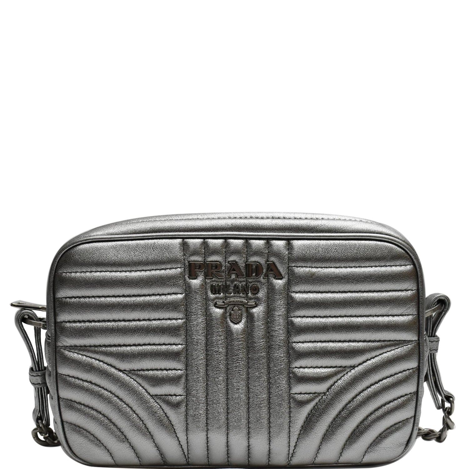 PRADA Large Diagramme Shoulder Bag with Black Hardware