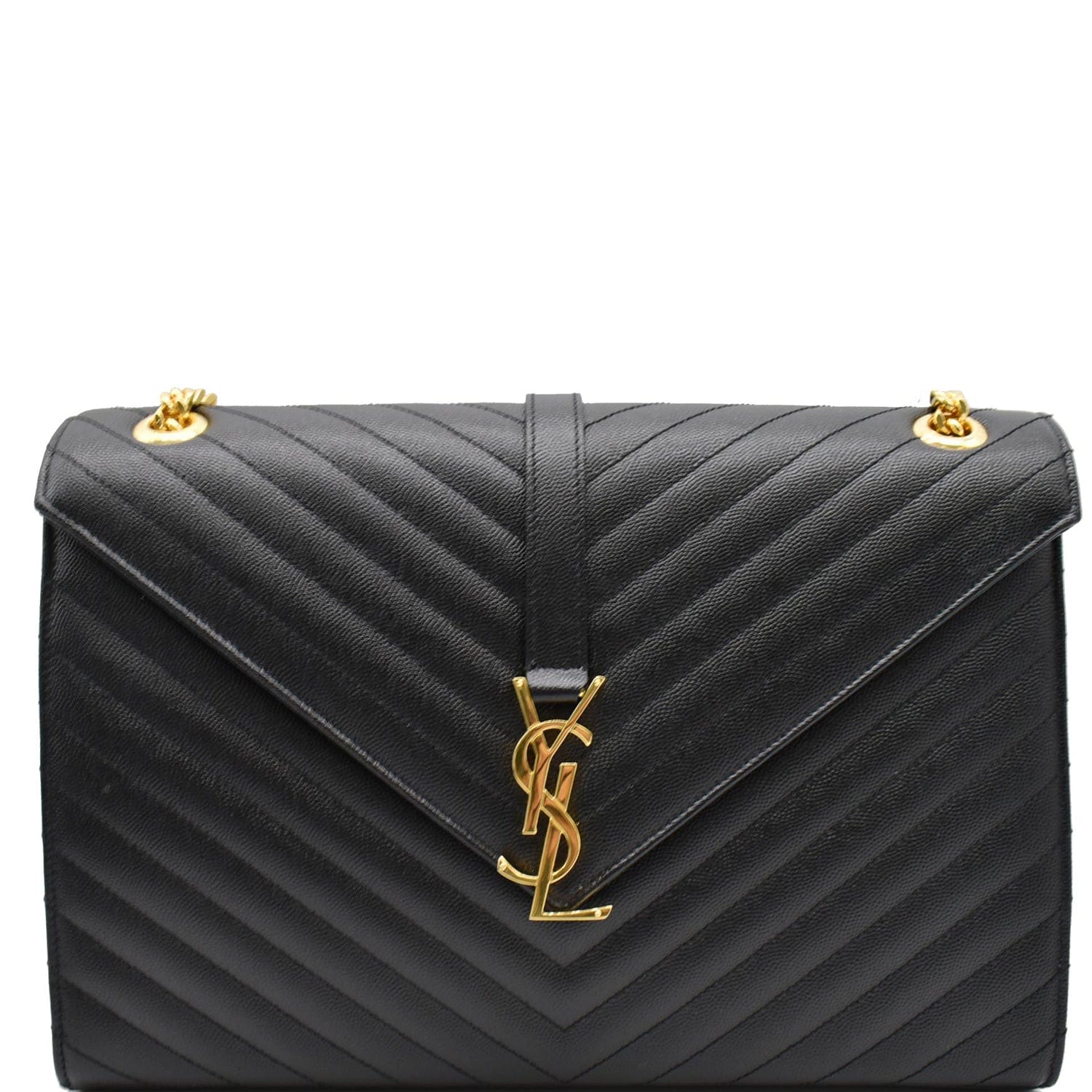 MEDIUM ENVELOPE IN QUILTED GRAIN DE POUDRE LEATHER, Saint Laurent