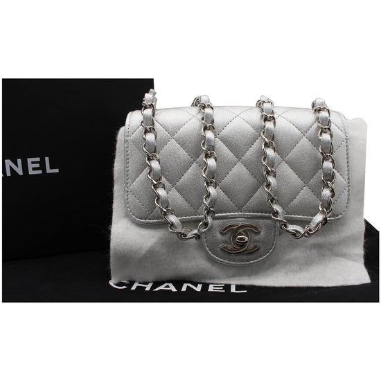 Chanel Metallic Silver Quilted Lambskin Small Classic Double Flap