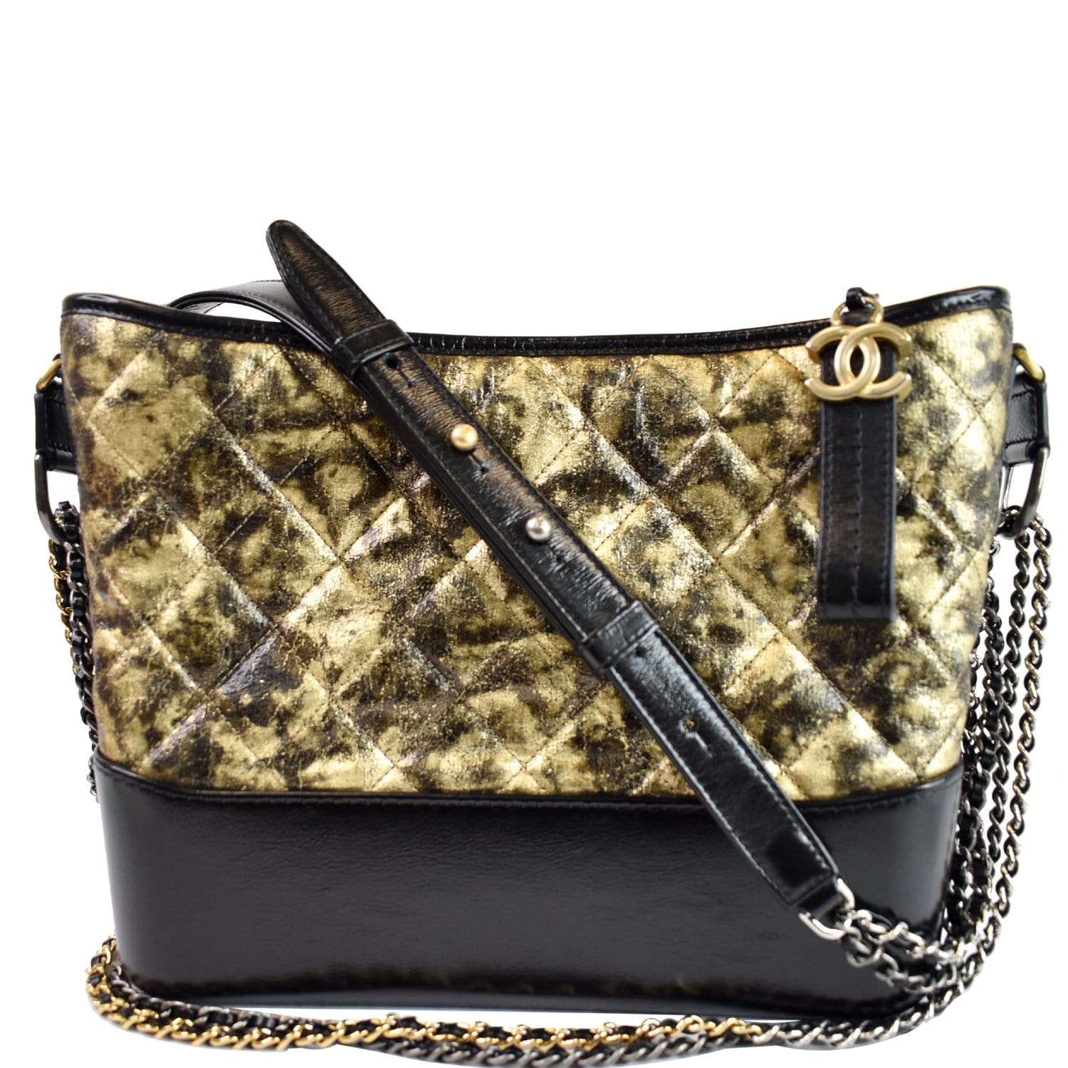 Chanel Gabrielle Hobo Bag Quilted Aged Calfskin Gold-tone/Ruthenium Large  Black in Aged Calfskin with Gold-tone/Ruthenium/Aged Gold-tone - US