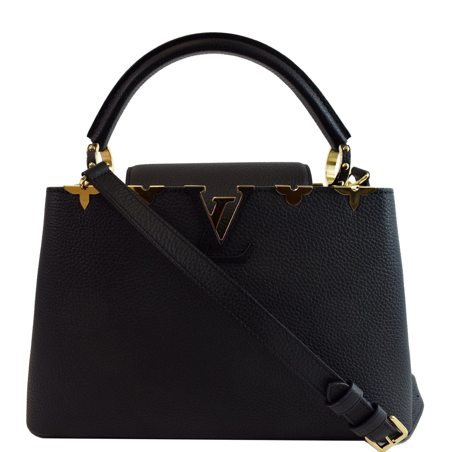 LOUIS VUITTON Capucines MM Crown Flowers Taurillon Shoulder Bag Black