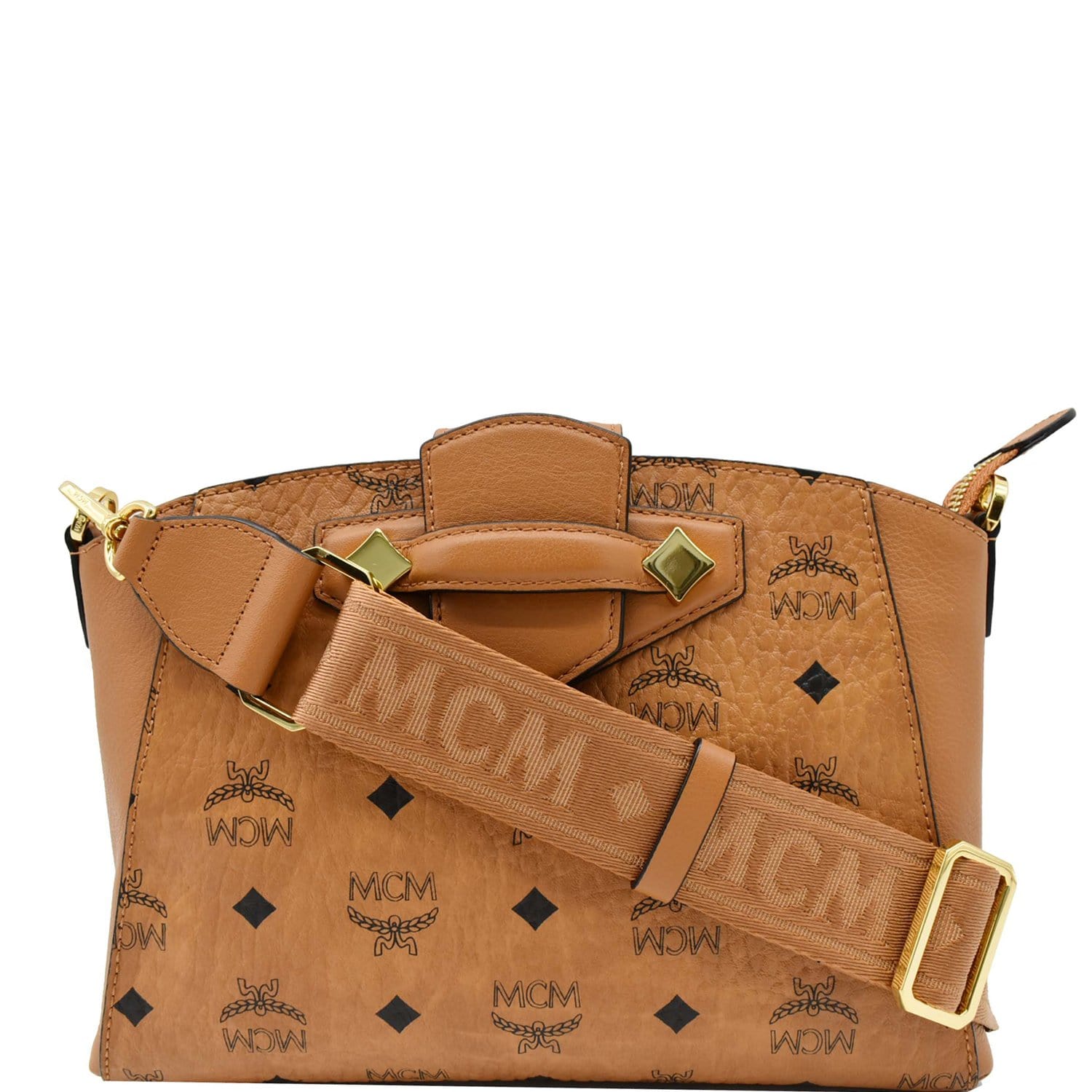 Mcm Visetos Original Small Coated Canvas Crossbody Bag In Cognac, ModeSens