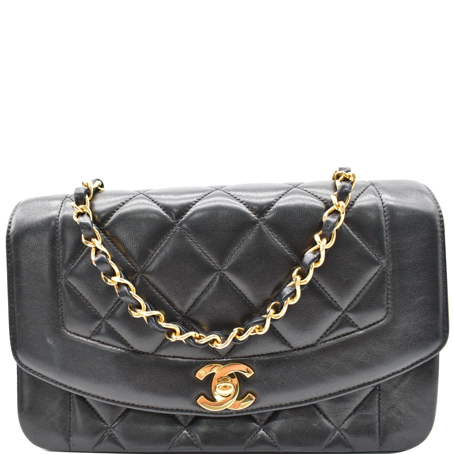 CHANEL Diana Flap Bag Quilted Leather Shoulder Bag Black