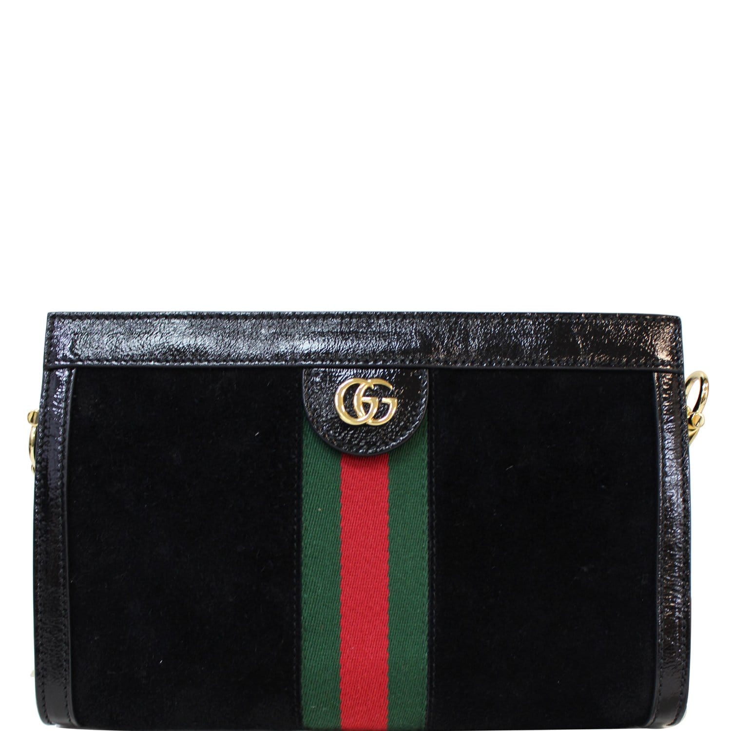 Gucci Black Monogram Suede Shoulder Bag