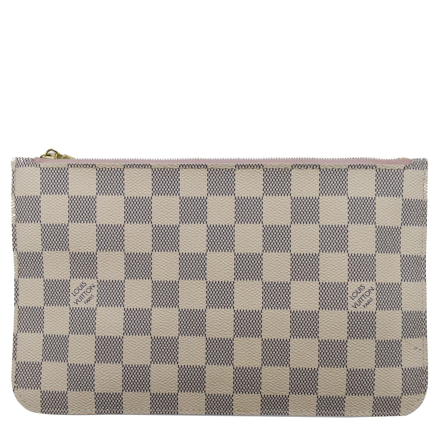 LOUIS VUITTON Neverfull GM Damier Azur Pochette Wristlet Pouch White