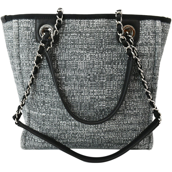 CHANEL LIGHT GREY CANVAS SMALL DEAUVILLE TOTE - My Luxury Bargain Turkey