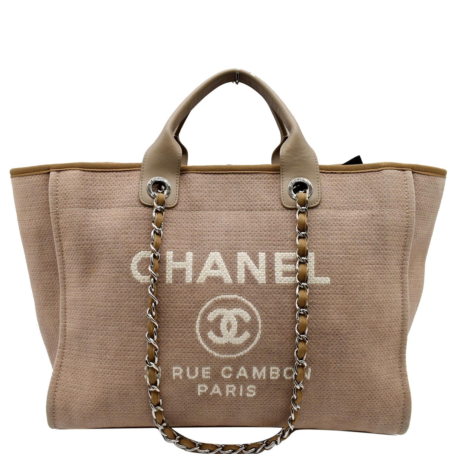 CHANEL Grand Shopping Quilted Caviar Leather Tote Bag White