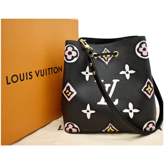 LOUIS VUITTON WILD AT HEART NEO NOE BAG BLACK NEONOE GIANT MONOGRAM ANIMAL  PRINT