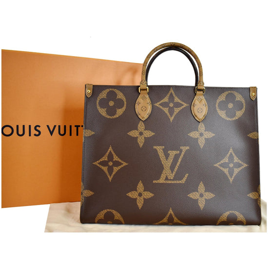 Louis Vuitton, Bags, Monogram Giant Onthego Gm Tote Reverse Canvas Brown  Torron Handles Italy