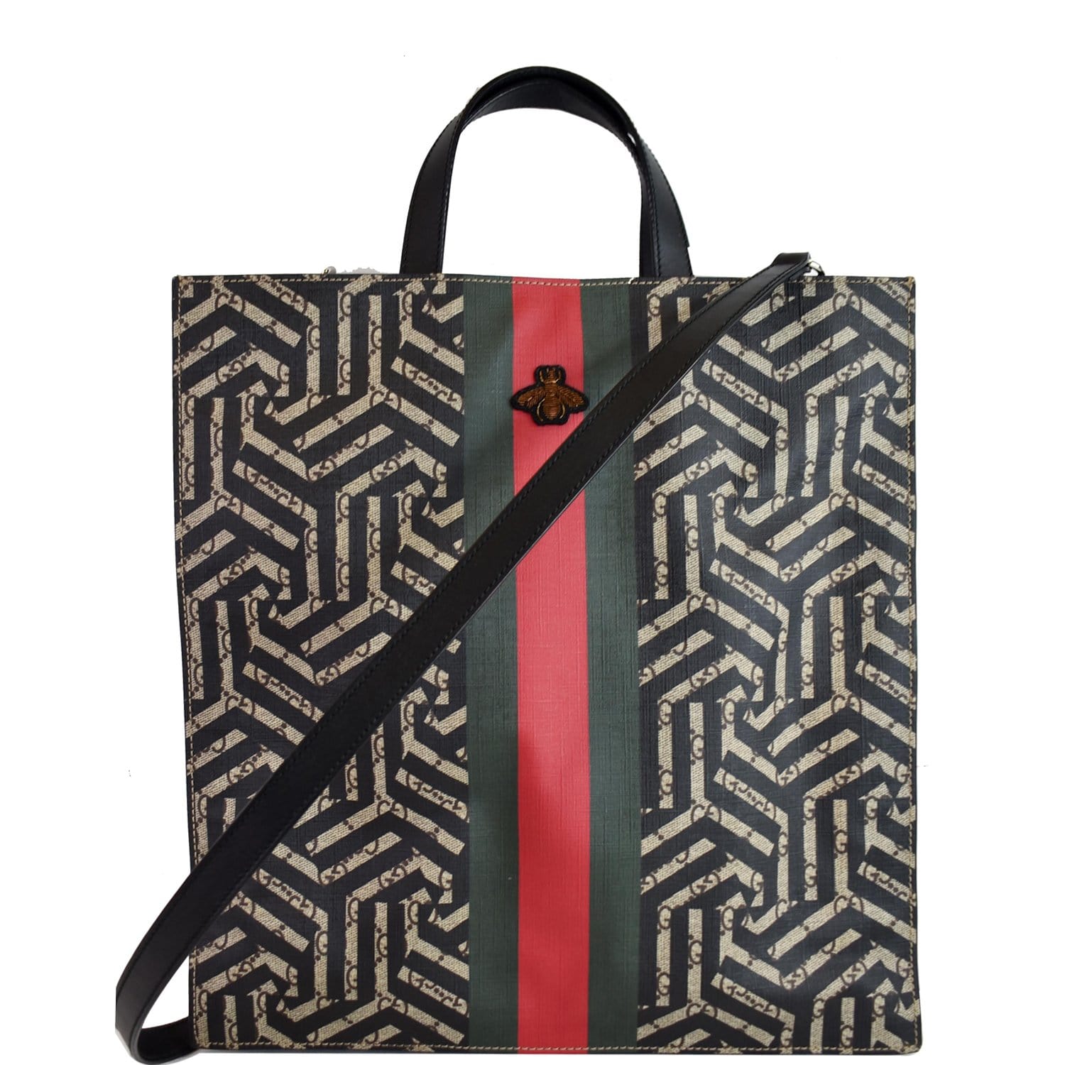 Gucci Monogram Web Gg Canvas Tote Bag