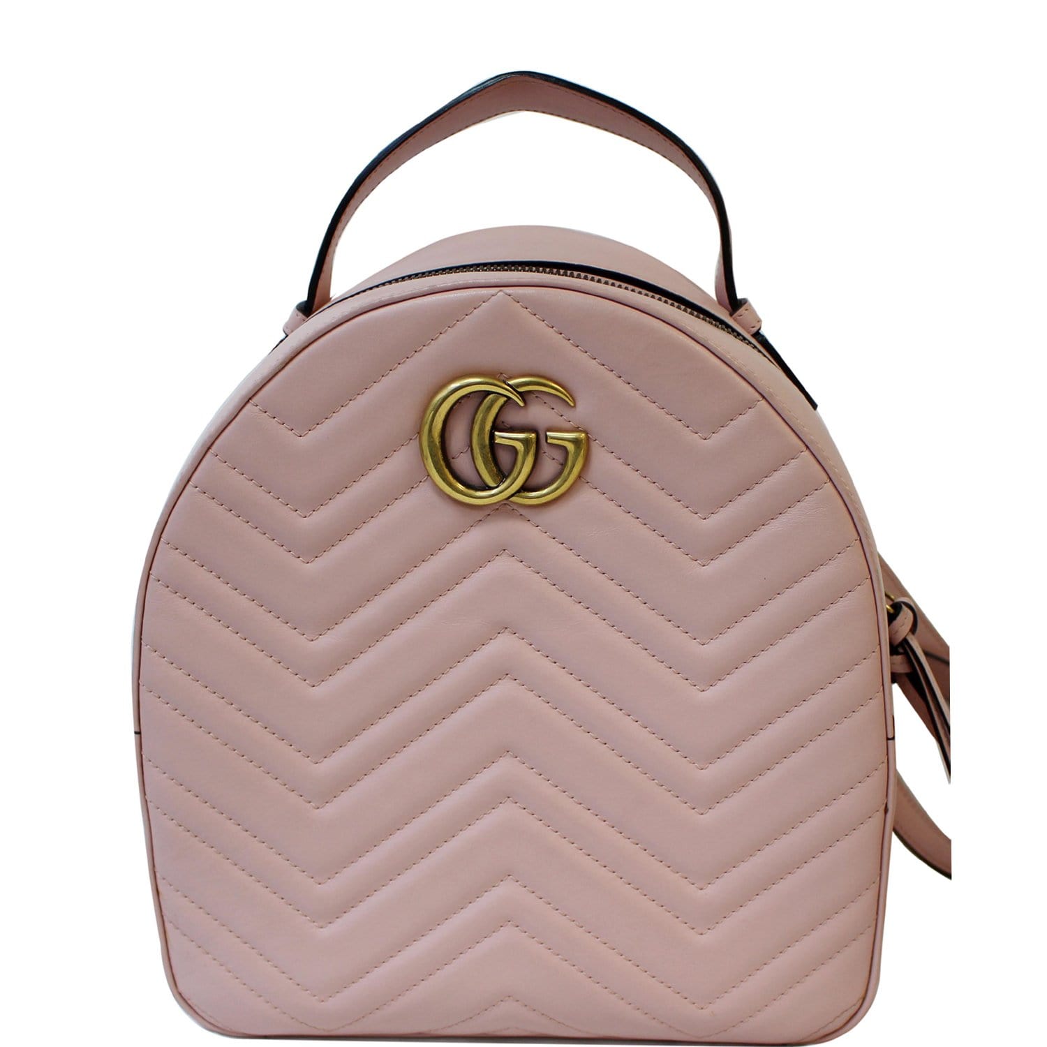 New GUCCI Pink GG Marmont Leather Backpack For Sale at 1stDibs
