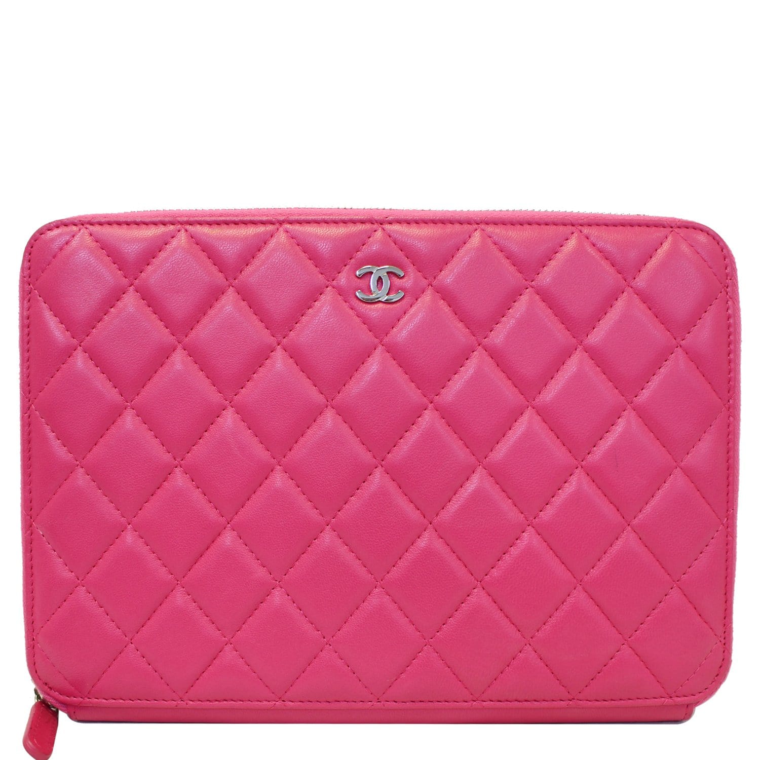 Pre-Owned Chanel chain shoulder bag long wallet clutch CHANEL lambskin pink  (Like New)