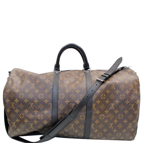 LOUIS VUITTON Keepall 55 Bandouliere Monogram Macassar Travel Bag Brow