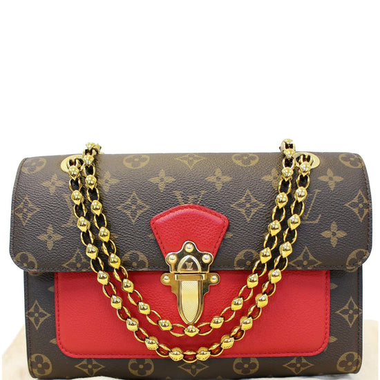 Louis Vuitton Monogram Victoire Cherry Chain Shoulder Bag Red Brown Gold