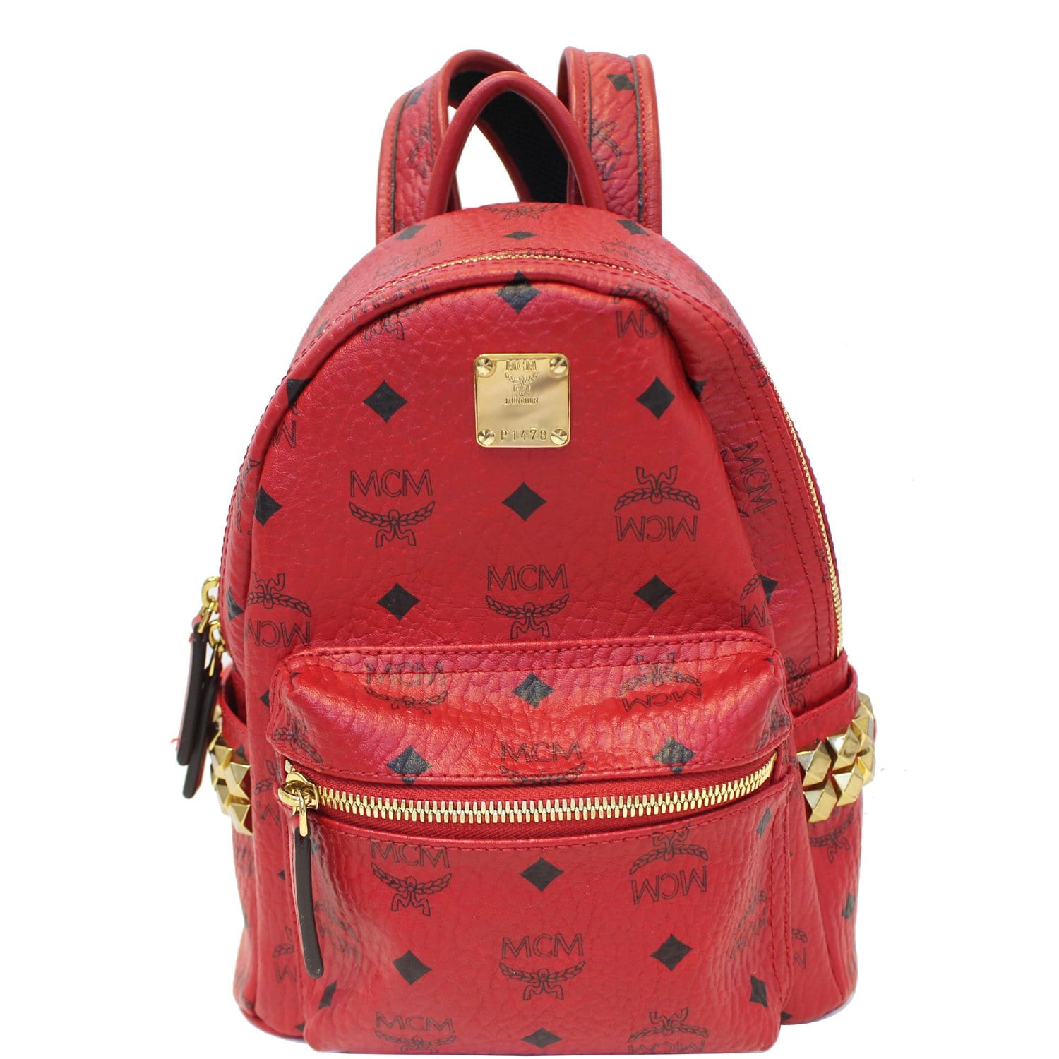 MCM Mini Stark Side Stud Backpack Bag Red - Used MCM Bag