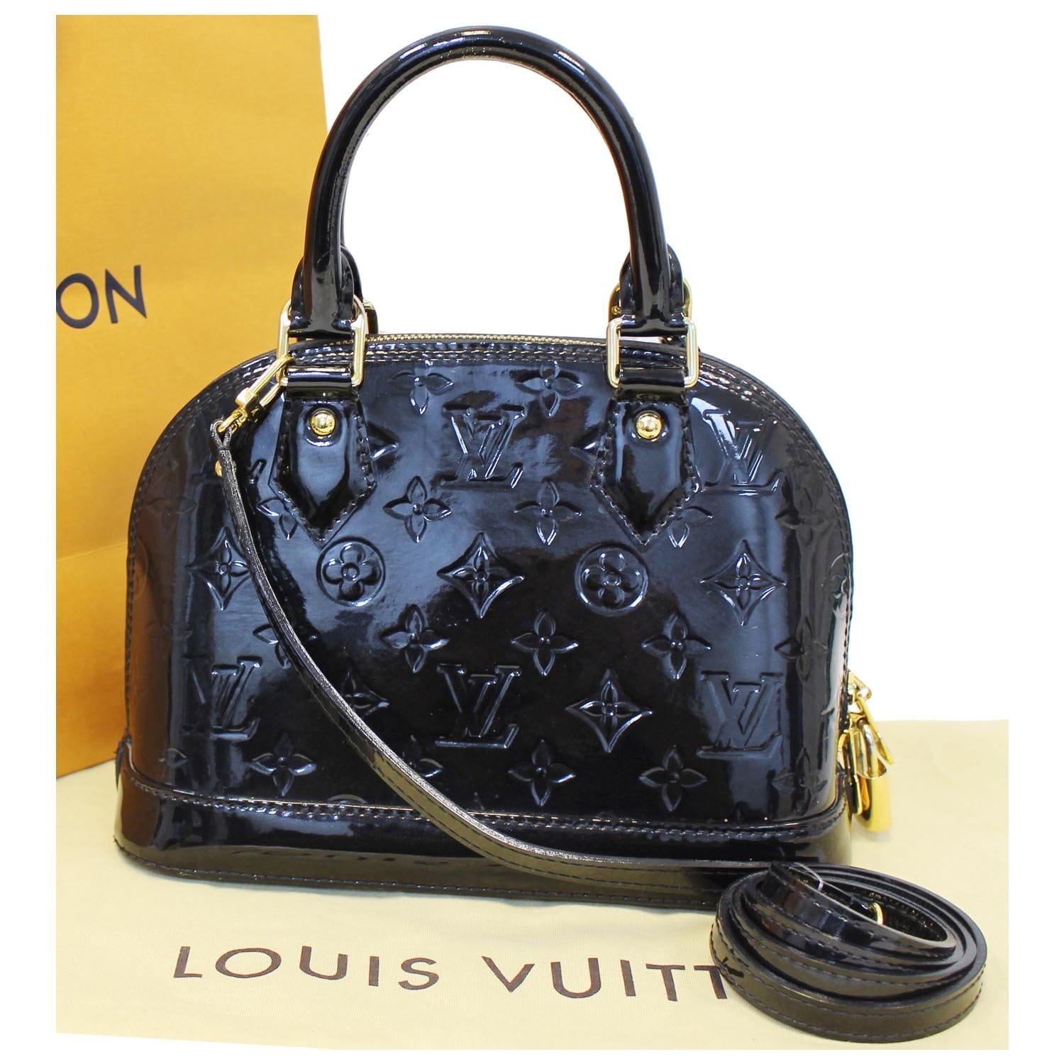 Louis Vuitton Alma BB Monogram Vernis Crossbody Bag Black