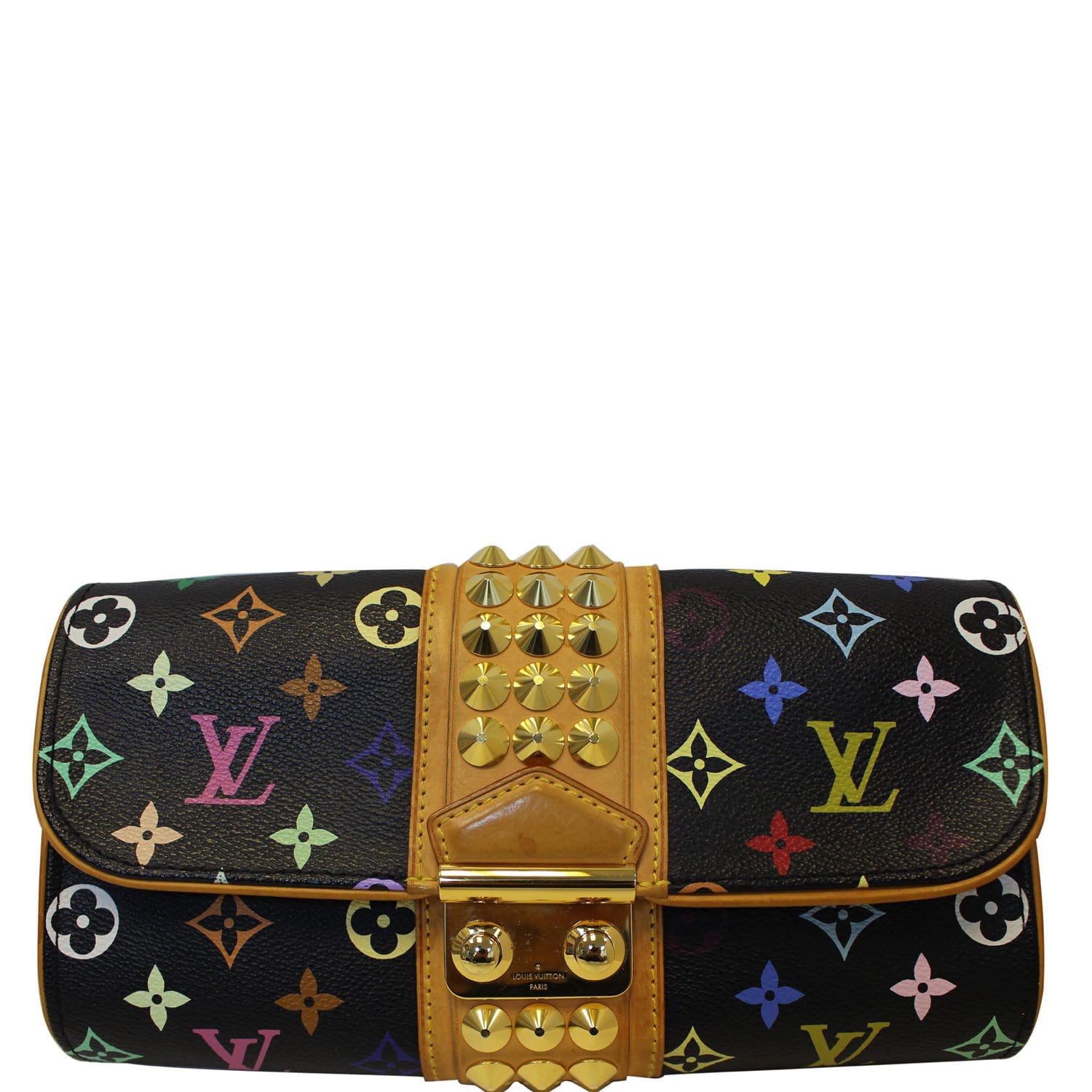 LOUIS VUITTON Courtney Multicolore Monogram Clutch Bag Black