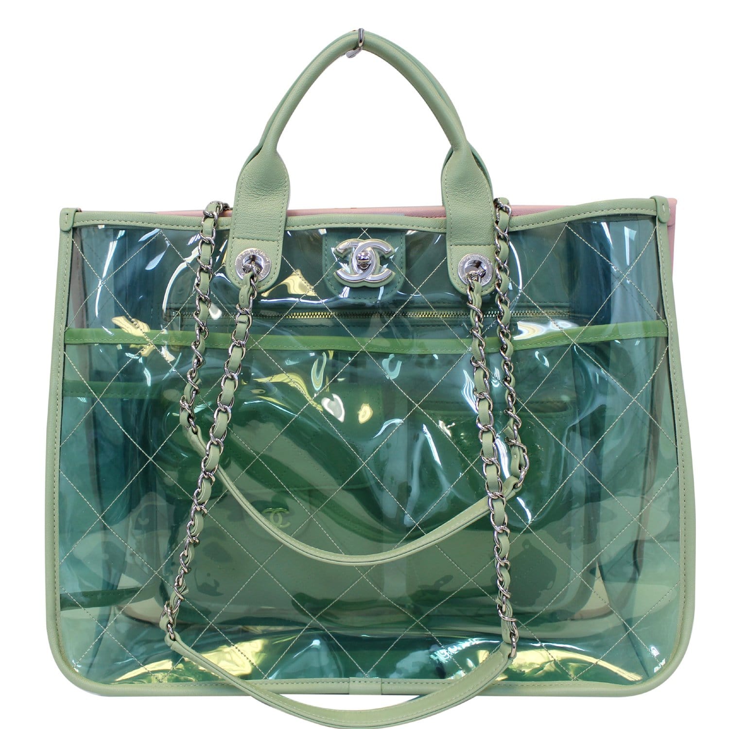 Chanel Lambskin PVC Quilted Medium Coco Splash Shopping Bag Blue