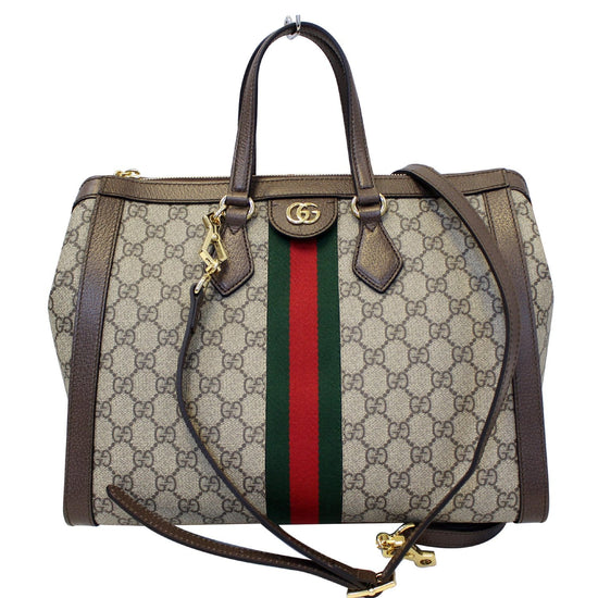 GUCCI Ophidia Medium GG Supreme Tote Shoulder Bag Beige 