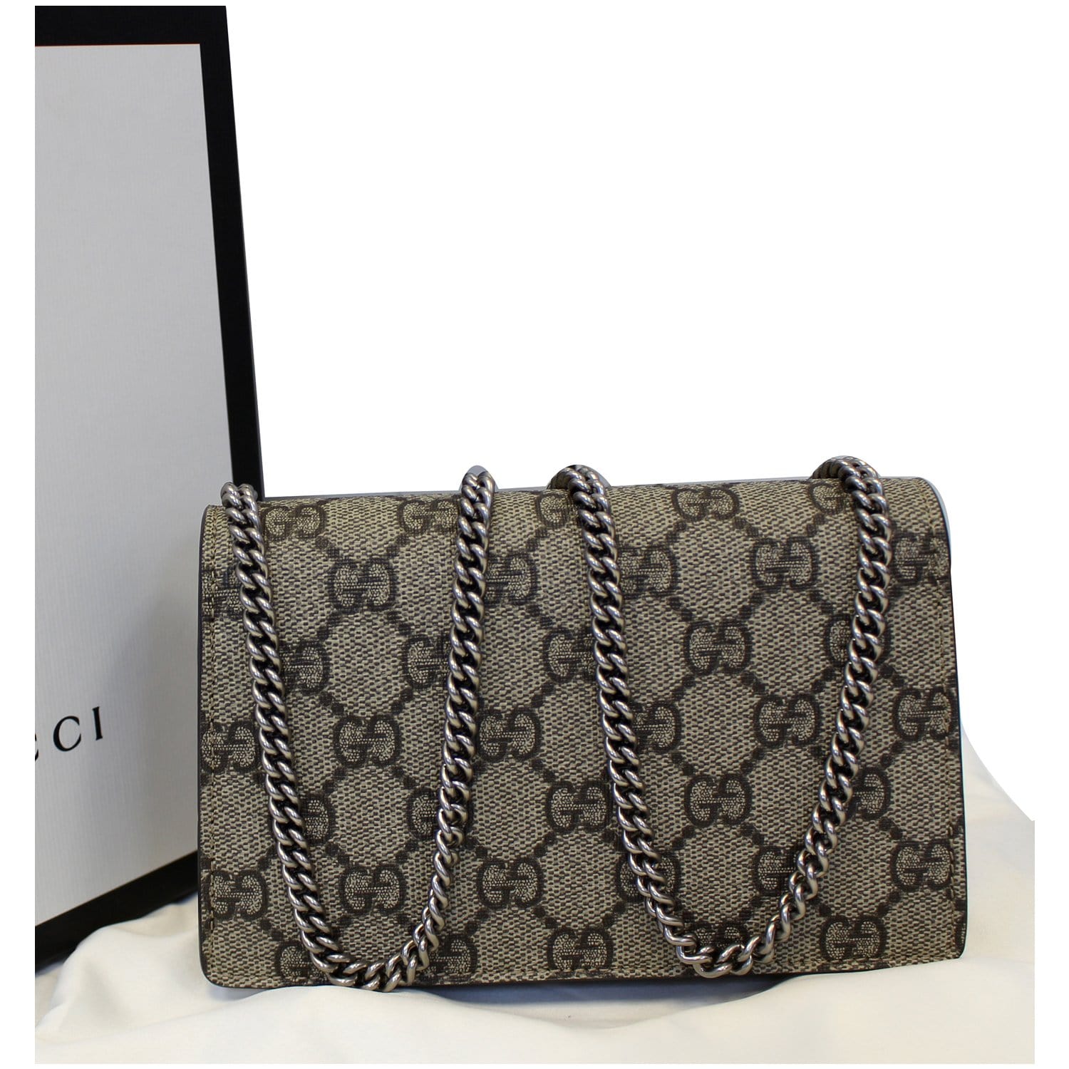 GUCCI Dionysus Mini GG Supreme Canvas Shoulder Crossbody Bag Taupe-US