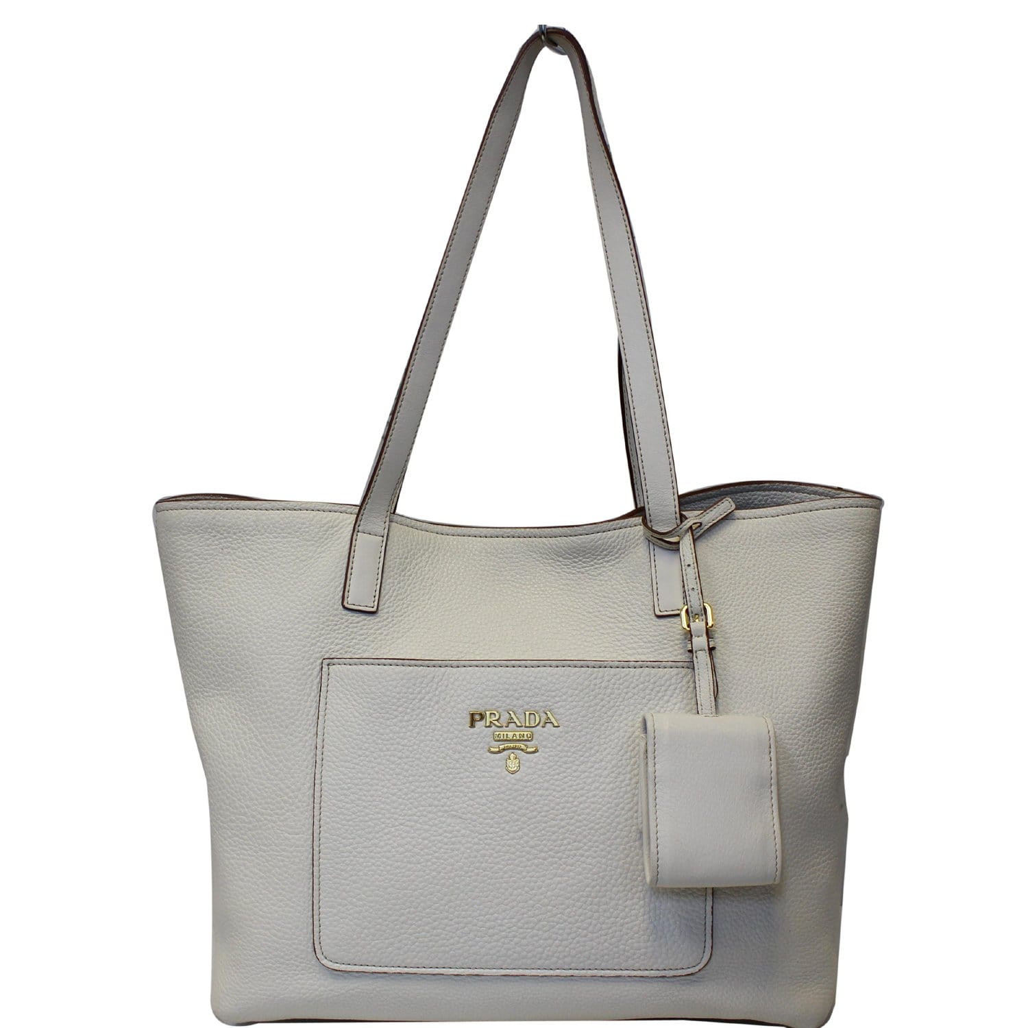 Prada Tote Large Shopping Shoulder Bag Vitello Phenix White