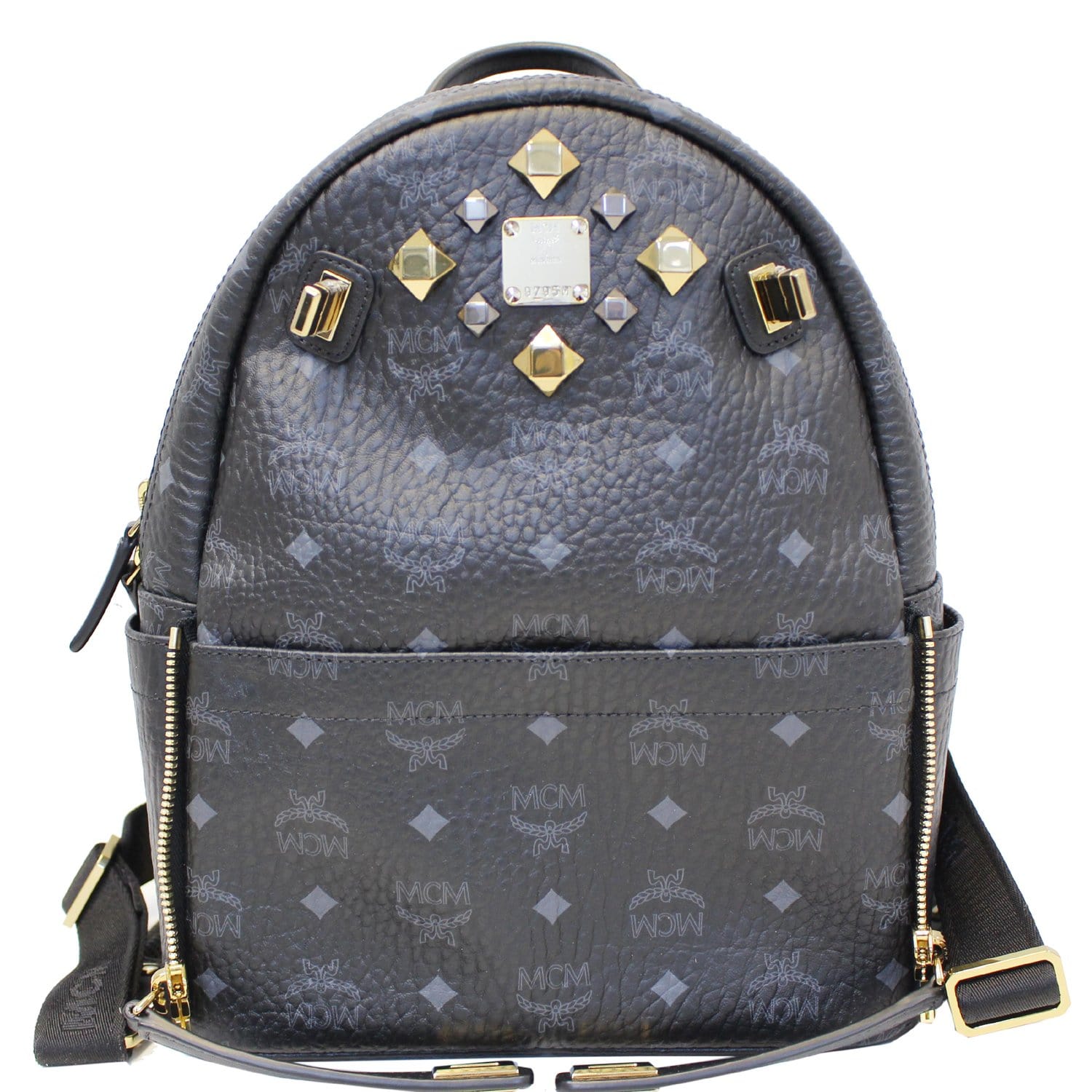 MCM Stark Visetos Backpack Bag Black For Women