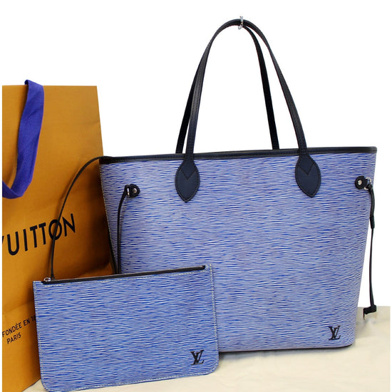 Louis Vuitton Blue Denim Epi Neverfull MM Tote bag 491lvs34