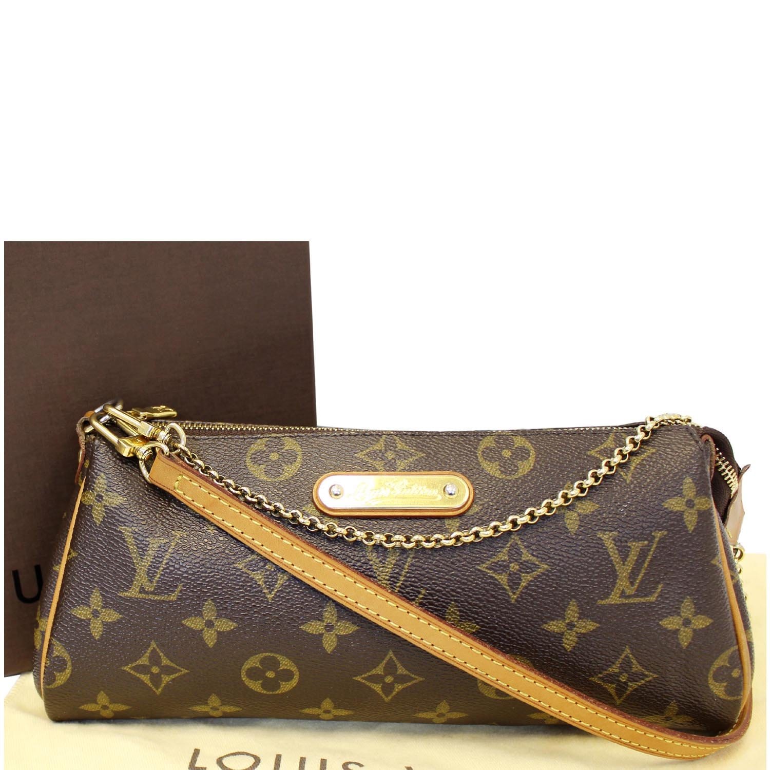 LOUIS VUITTON Pochette Eva Monogram Canvas Clutch Crossbody Bag Brown