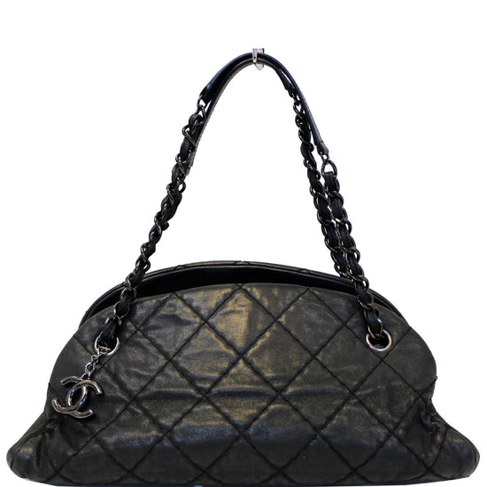 CHANEL Just Mademoiselle Calfskin Leather Bowling Bag Black-US