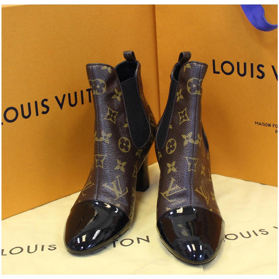 Louis Vuitton Black Leather And Monogram Canvas Limitless Ankle Boots Size  37 at 1stDibs