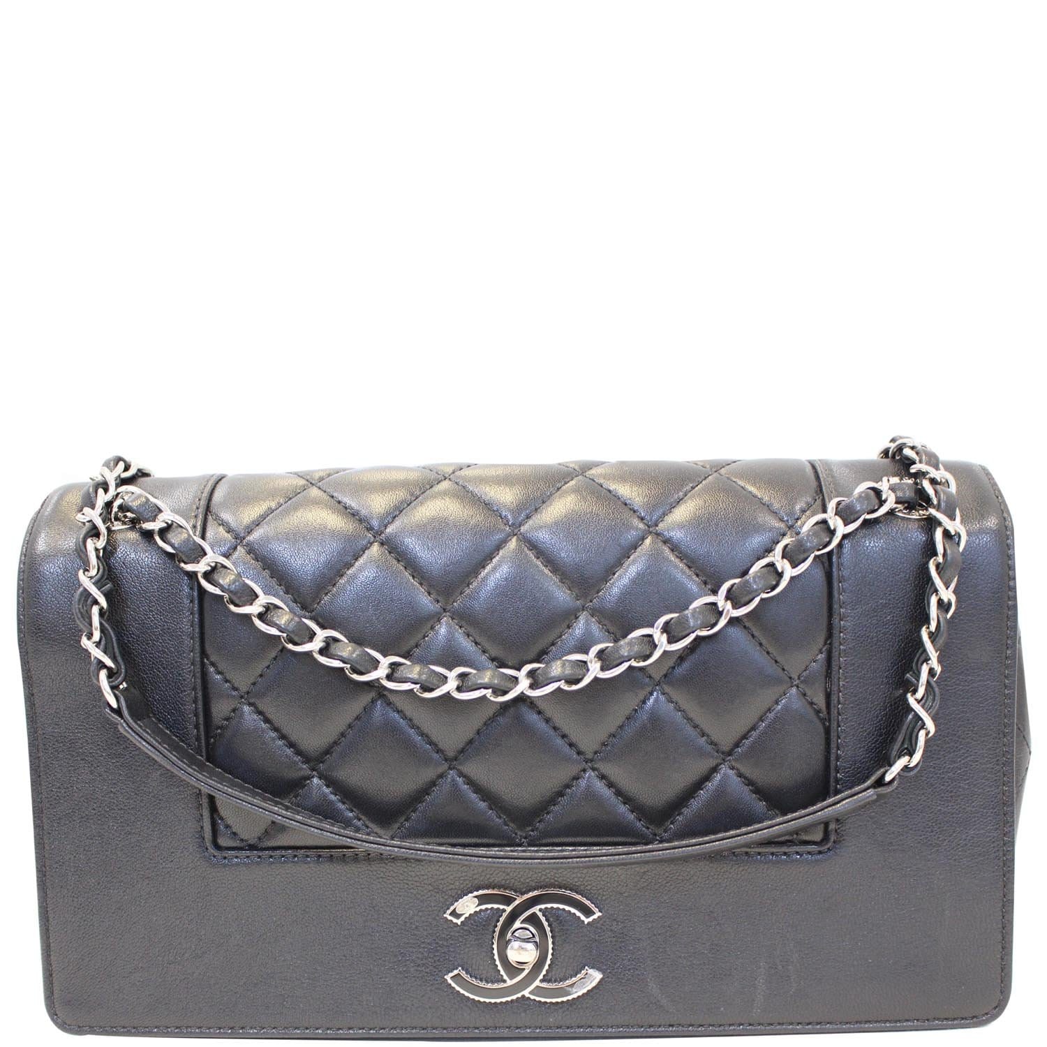 CHANEL Mademoiselle Vintage Flap Sheepskin Leather Shoulder Bag Black-US