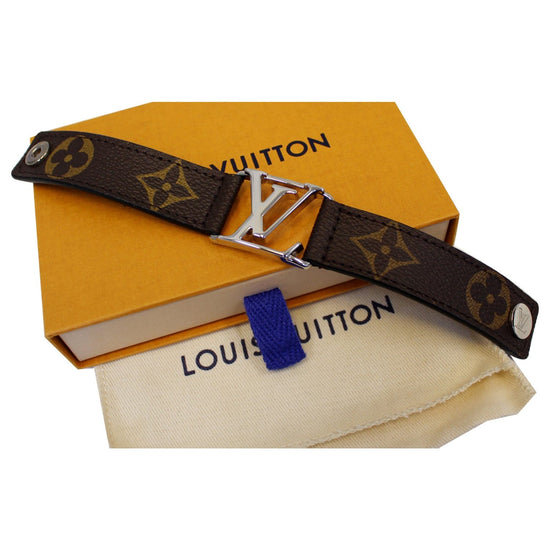 Louis Vuitton Hockenheim Bracelet Grey Coated Canvas. Size 21