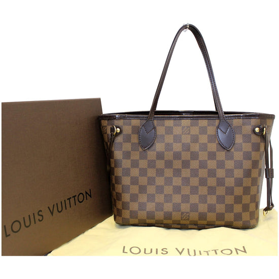 Louis Vuitton Neverfull PM Damier Ebene Tote Shoulder Bag Brown