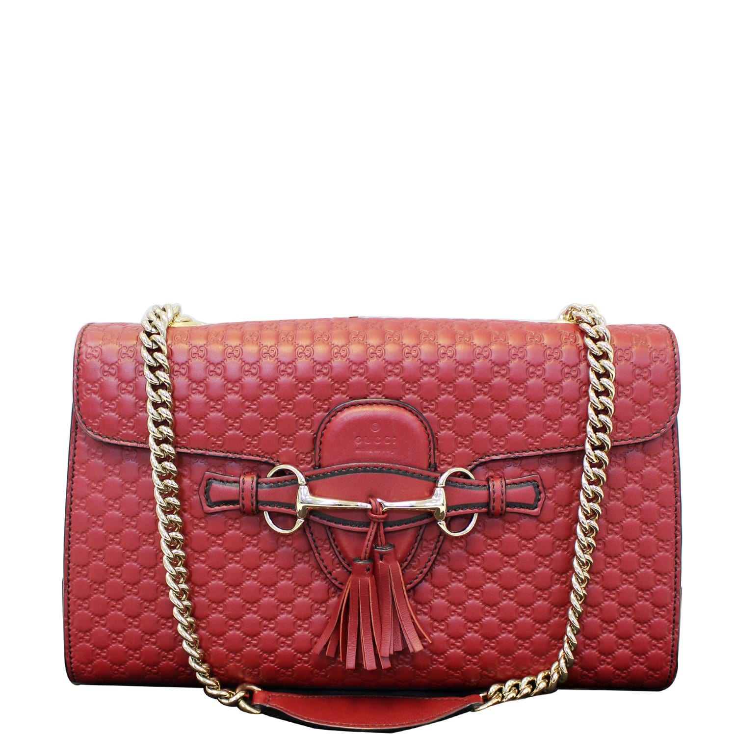 Gucci Red Guccissima Leather Large Emily Chain Shoulder Bag