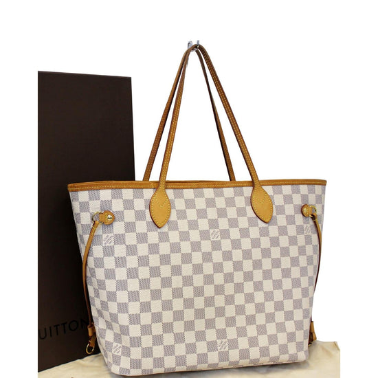 🔥NEW LOUIS VUITTON Neverfull MM Tote Bag Damier Azur Pink