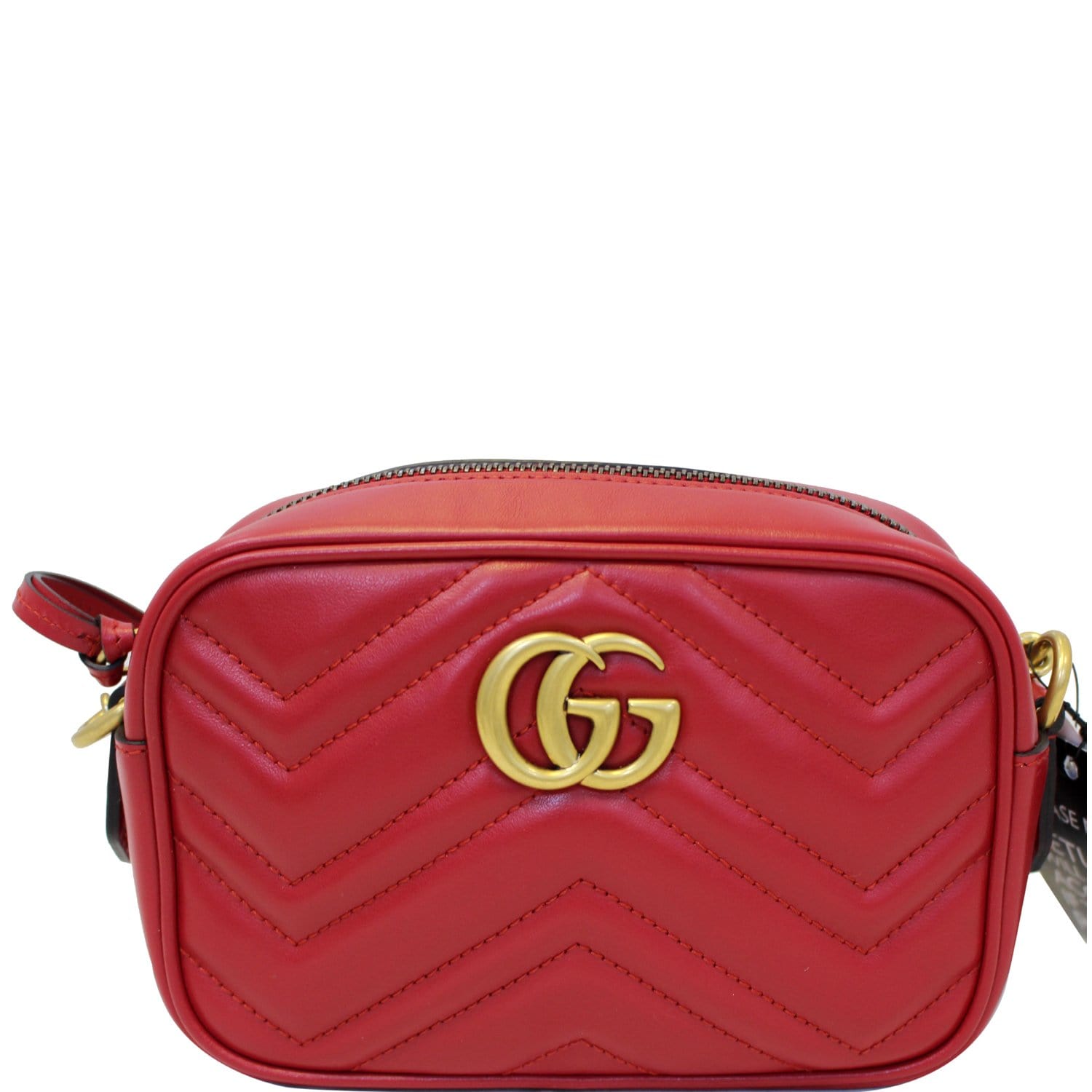 Gucci red Matelassé Leather GG Marmont Mini Bag