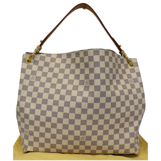 Louis Vuitton White and Blue Damier Azur Coated Canvas Graceful mm Gold Hardware, 2021-2022 (Like New), Womens Handbag